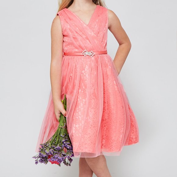 Little Girls Sleeveless VNeck Easter Wedding Party Birthday Flower Girl Dress - Picture 4 of 5